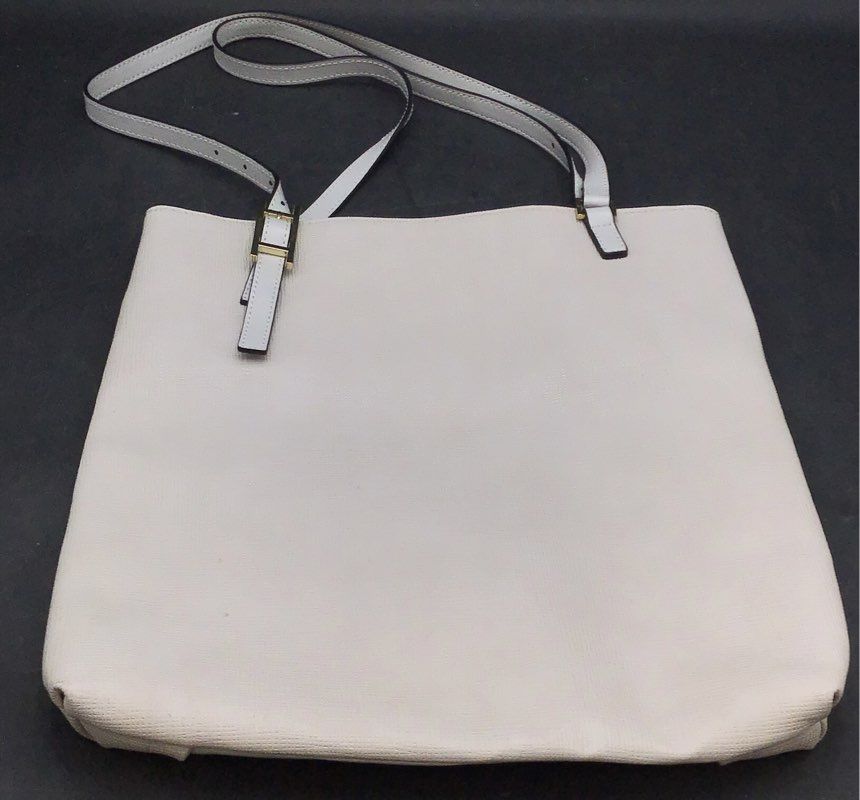 H by Halston Gray Textured Tote Shoulder Bag Gold Tone Hardware