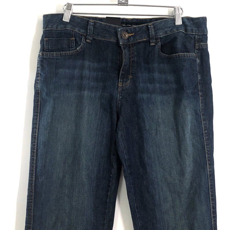Calvin Klein Jeans Women's Dark Wash Bootcut Flap Back Pocket Jeans Size 10