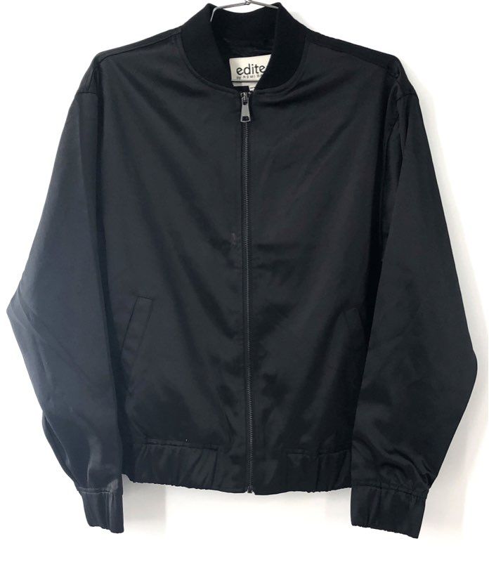 edited by Remi Bader Women's Black Satin Bomber Jacket NWT Size XS