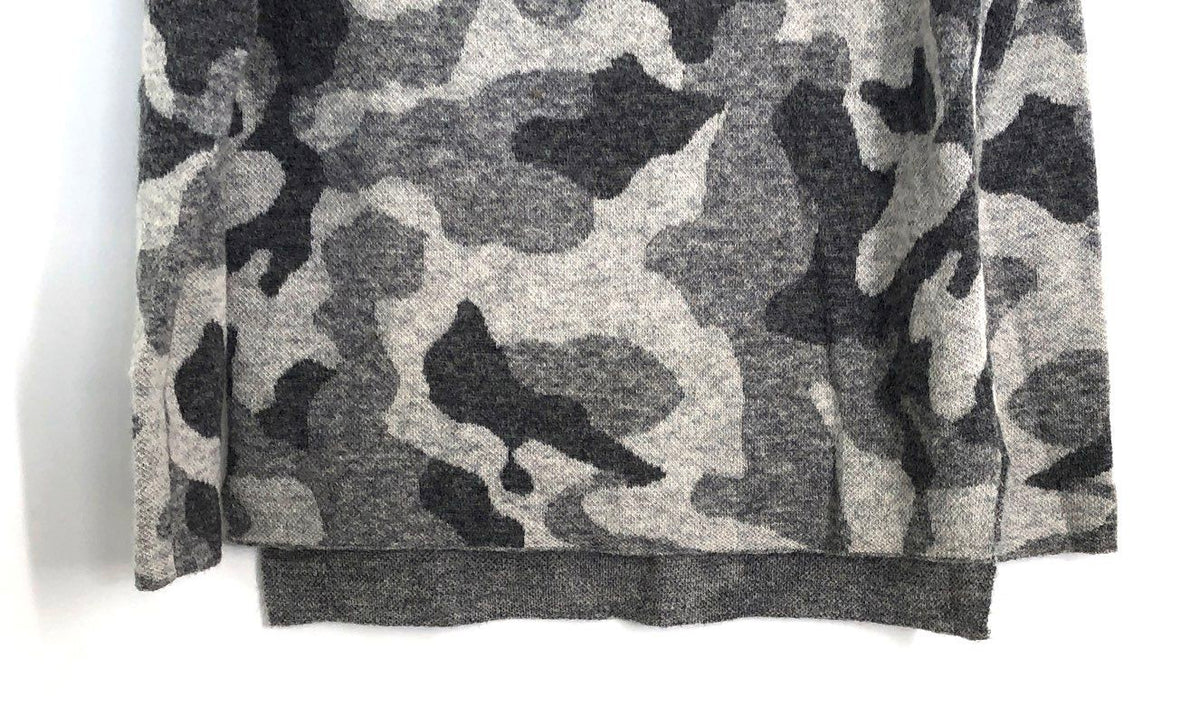 Athleta Women's Gray Camo Alpaca Merino Wool Blend Sweater Pullover Sz XS