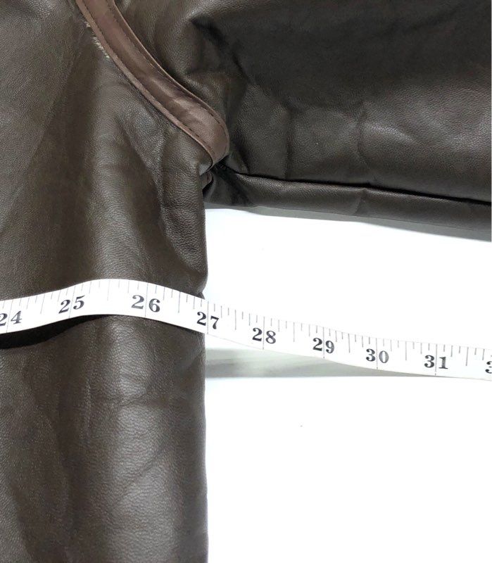 Men's Brown Faux Leather Shearling Hooded Bomber Jacket Toggle Closure Sz 2XL