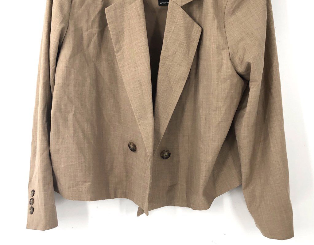 NWT Express Tan Double Breasted Cropped Blazer Women's Size XL