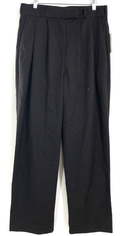 SLOVN Women's Black Pleated Wide Leg High Rise Trousers NWT Sz 2