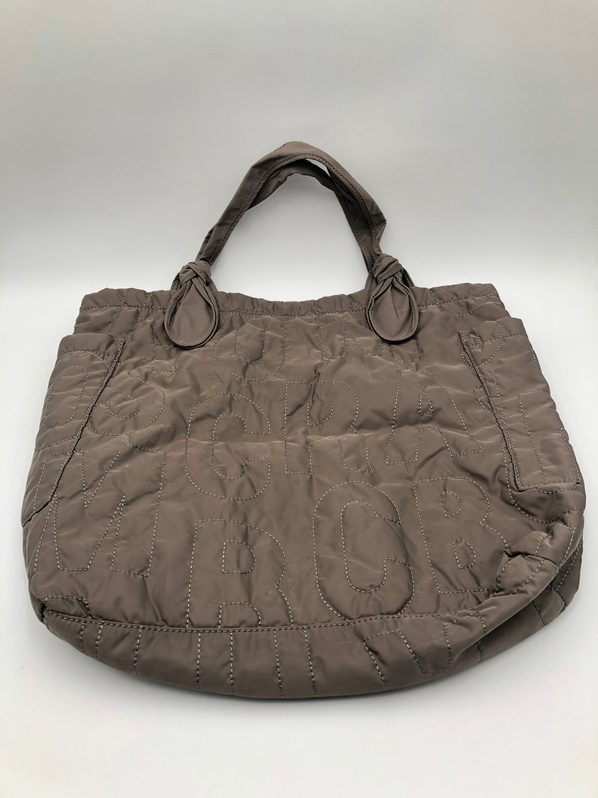 Marc by Marc Jacobs Khaki Quilted Logo Nylon Tote Bag Shoulder Purse COA
