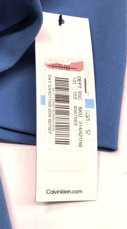 Calvin Klein Women's Blue Puff Sleeve Crepe Fit & Flare Dress NWT Sz 20W