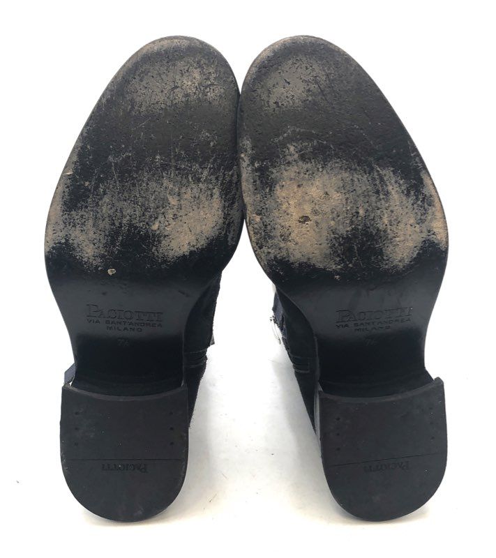 Paciotti Via Sant'Andrea Milano Suede Buckle Ankle Boots Black Size 7.5