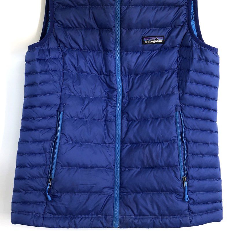 Patagonia Women's Down Sweater Vest Blue Quilted Puffer Mock Neck Size S