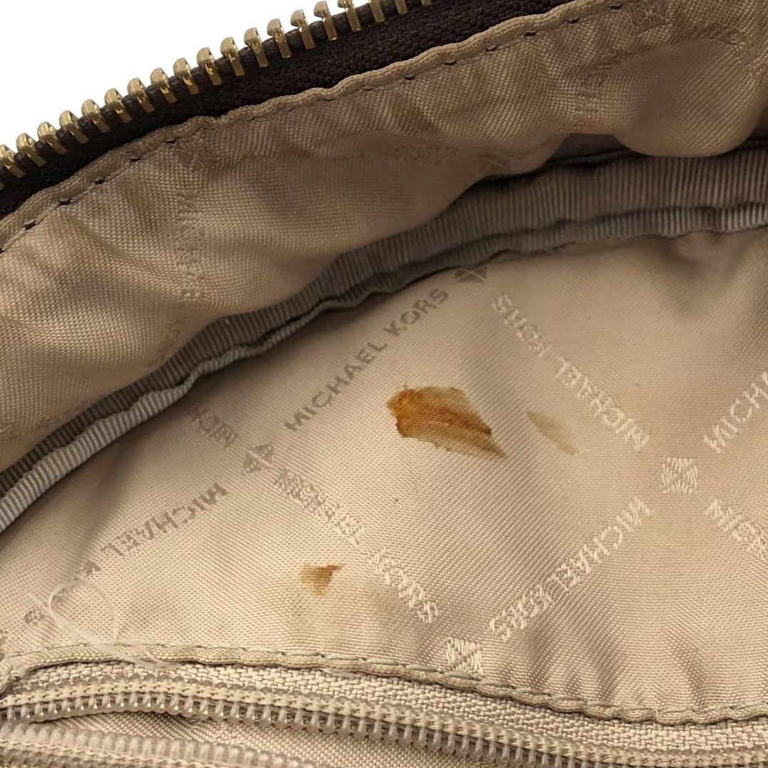 Michael Kors 'Abbey' Brown Signature Print Backpack w/ Gold Studded Trim (+COA)