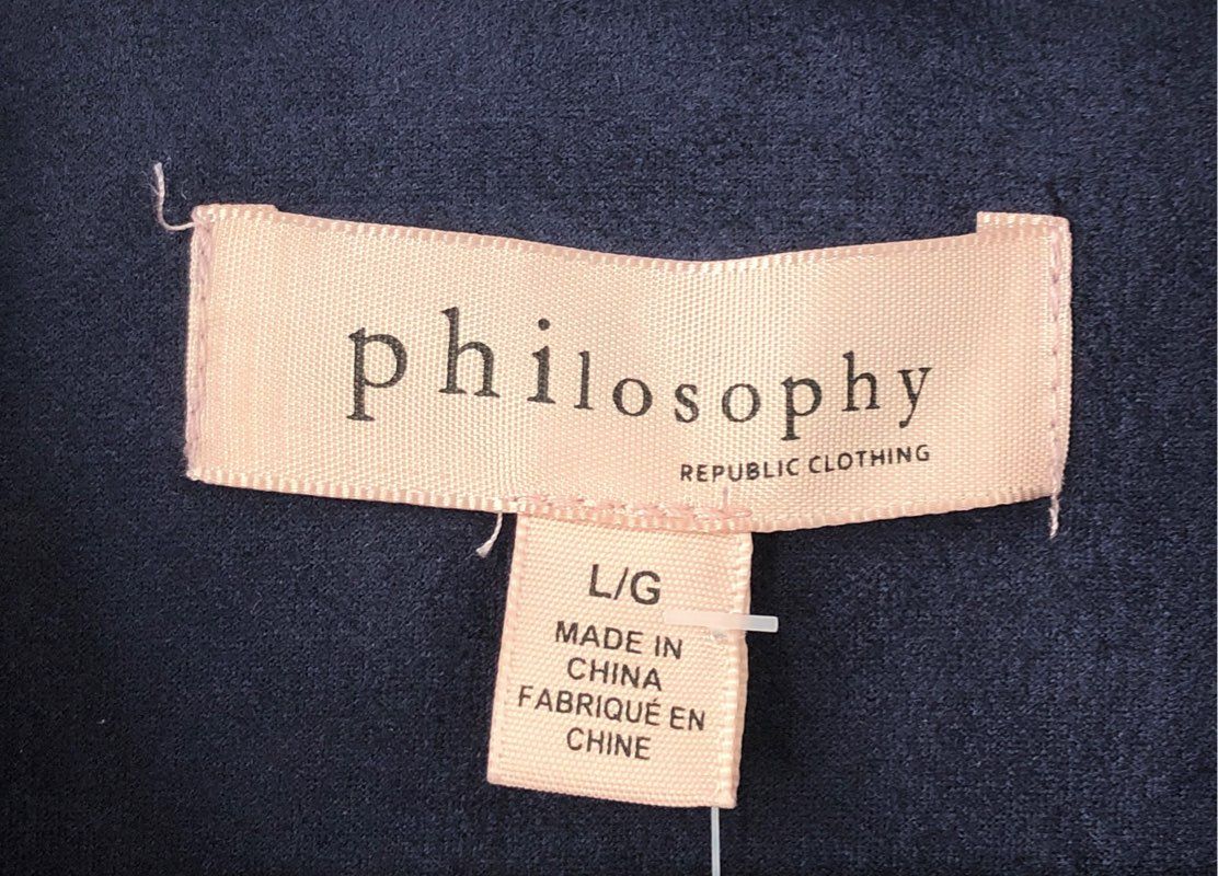 NWT Philosophy Republic Women's Navy Faux Suede Moto Jacket Peacoat Size L