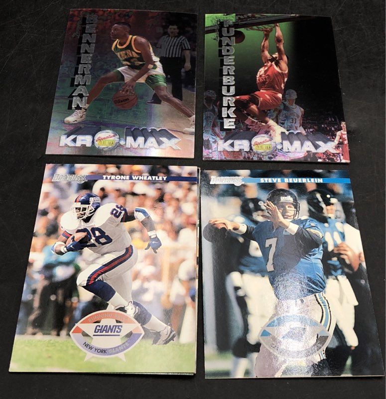 12.1 lbs. Lot Of Mixed Sports Baseball, Football, Cards. Medium Box, Unsorted