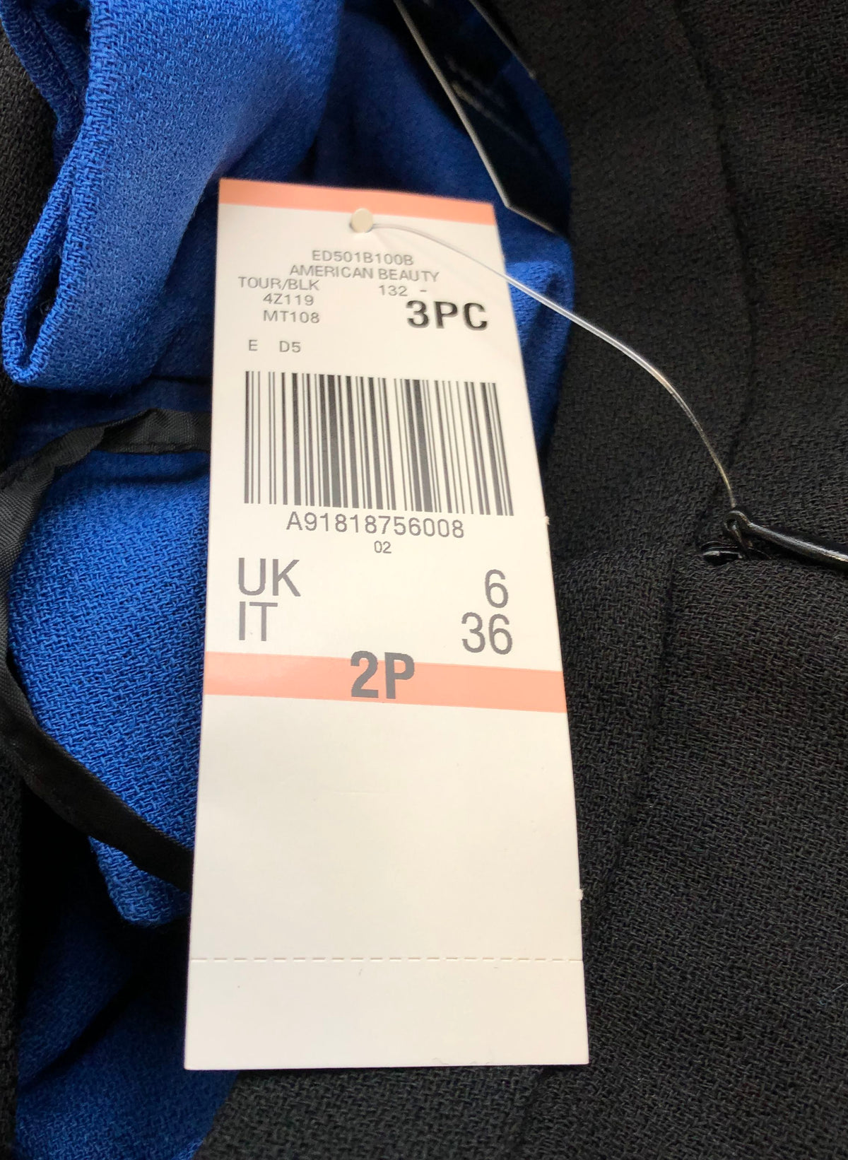 Kasper Women's 3-Piece Pant Suit Set Blue Black Open Blazer NWT Sz 2P