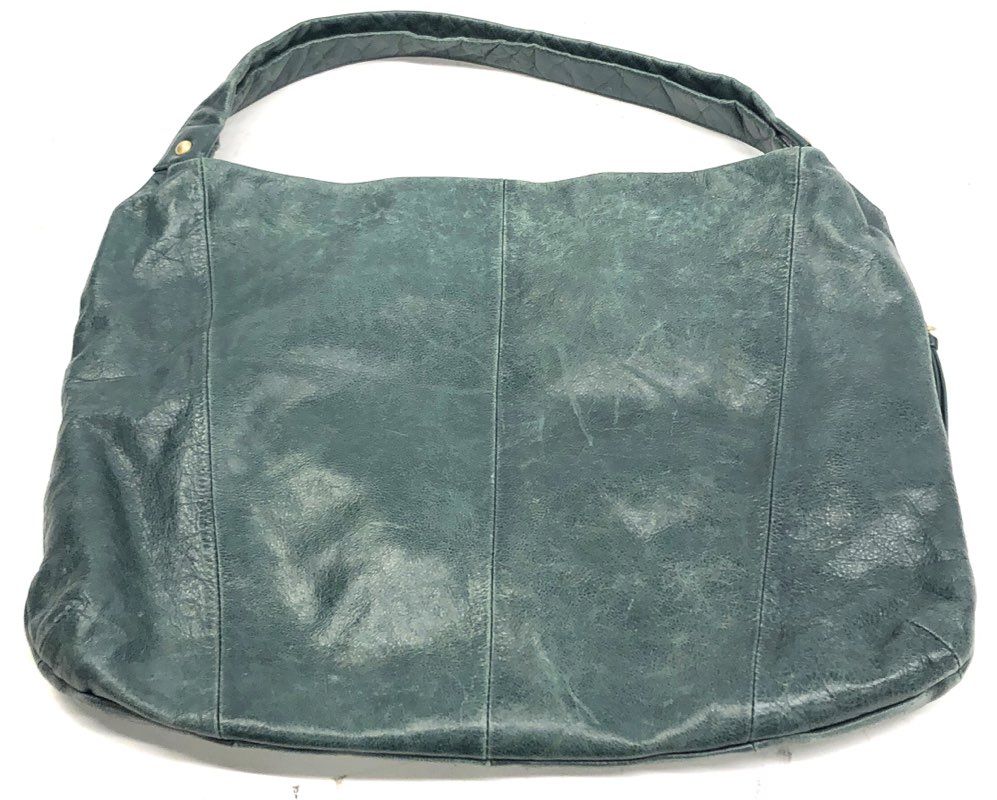 Hobo the Original Teal Blue Leather Slouchy Shoulder Bag Large Brass Hardware