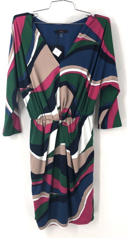Trina Turk Women's Coralline Dress NWT Multicolor Abstract Dolman Sleeve S