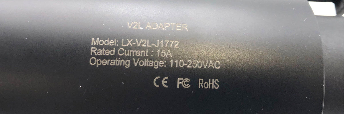 V2L Adapter Vehicle to Load LX-V2L-J1772 15A 110-250VAC J1772 to AC Outlet