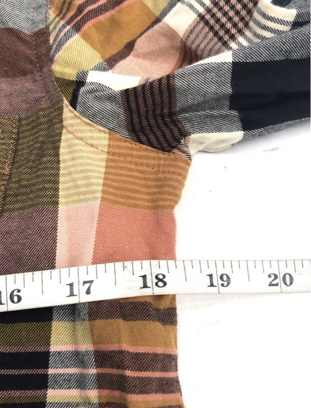 Madewell Women's Pink Brown Plaid Button Down Shirt Long Sleeve Pockets Sz XS