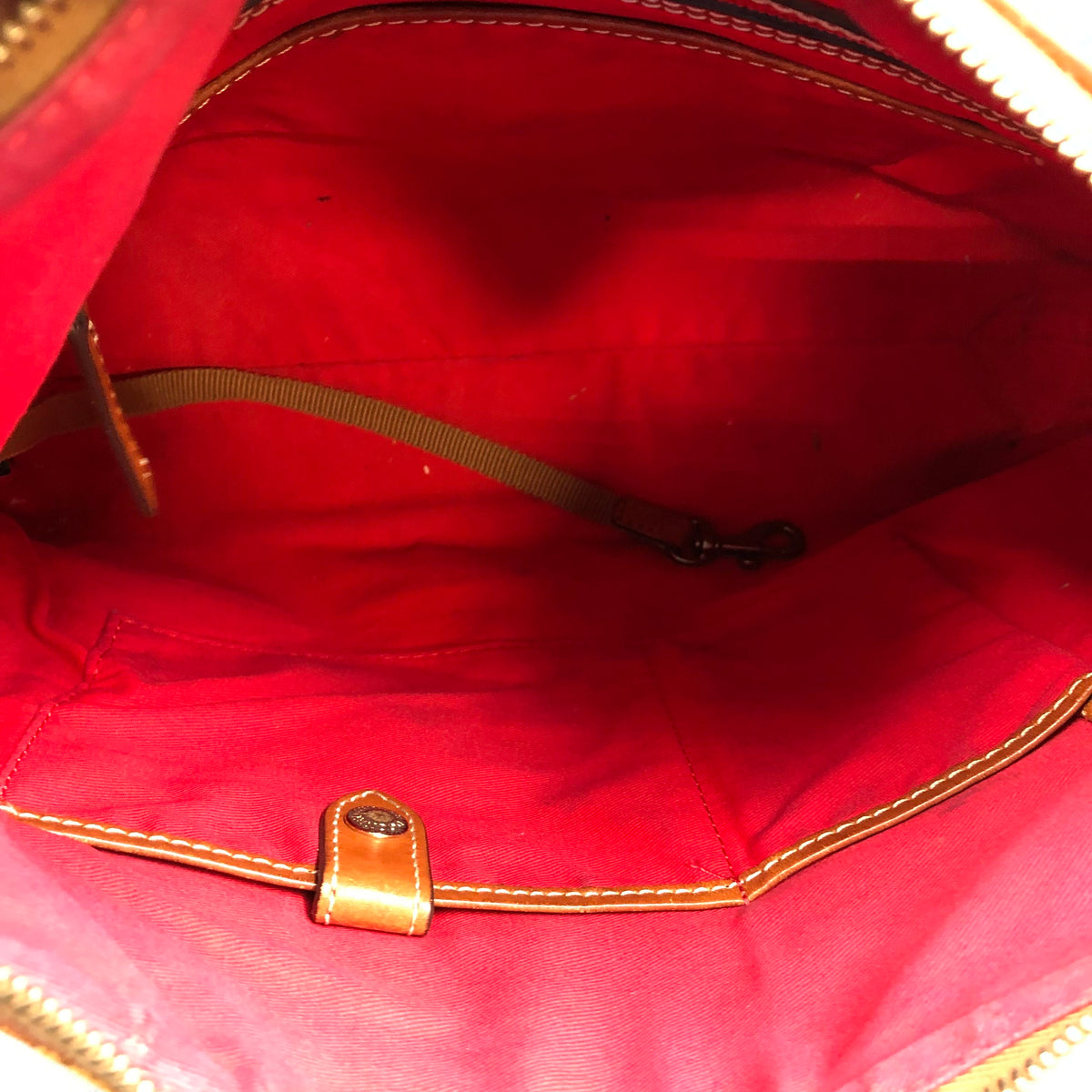 Dooney & Bourke Camel Brown Pebbled Leather Hobo Satchel Bag COA