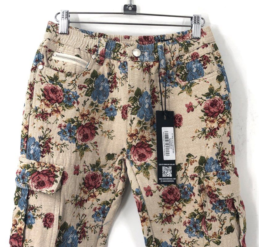 Rockstar Original Boys Rhodes Floral Tapestry Fringe Cargo Pants NWT Sz 14