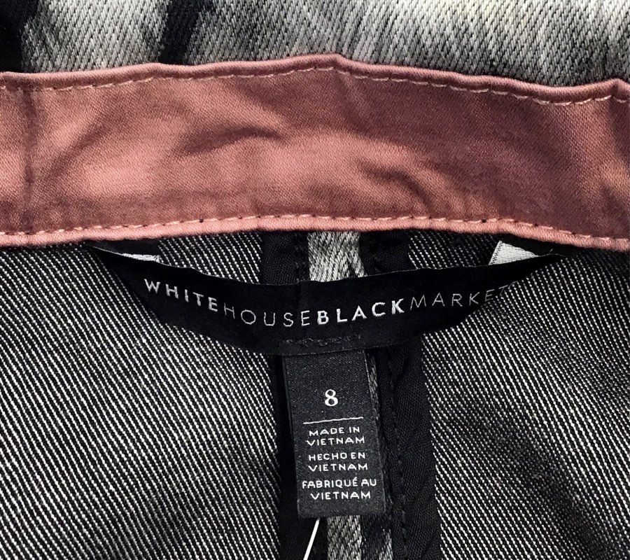 NWT White House Black Market Women's Black Gray Tiger Motorcycle Jacket - Size 8