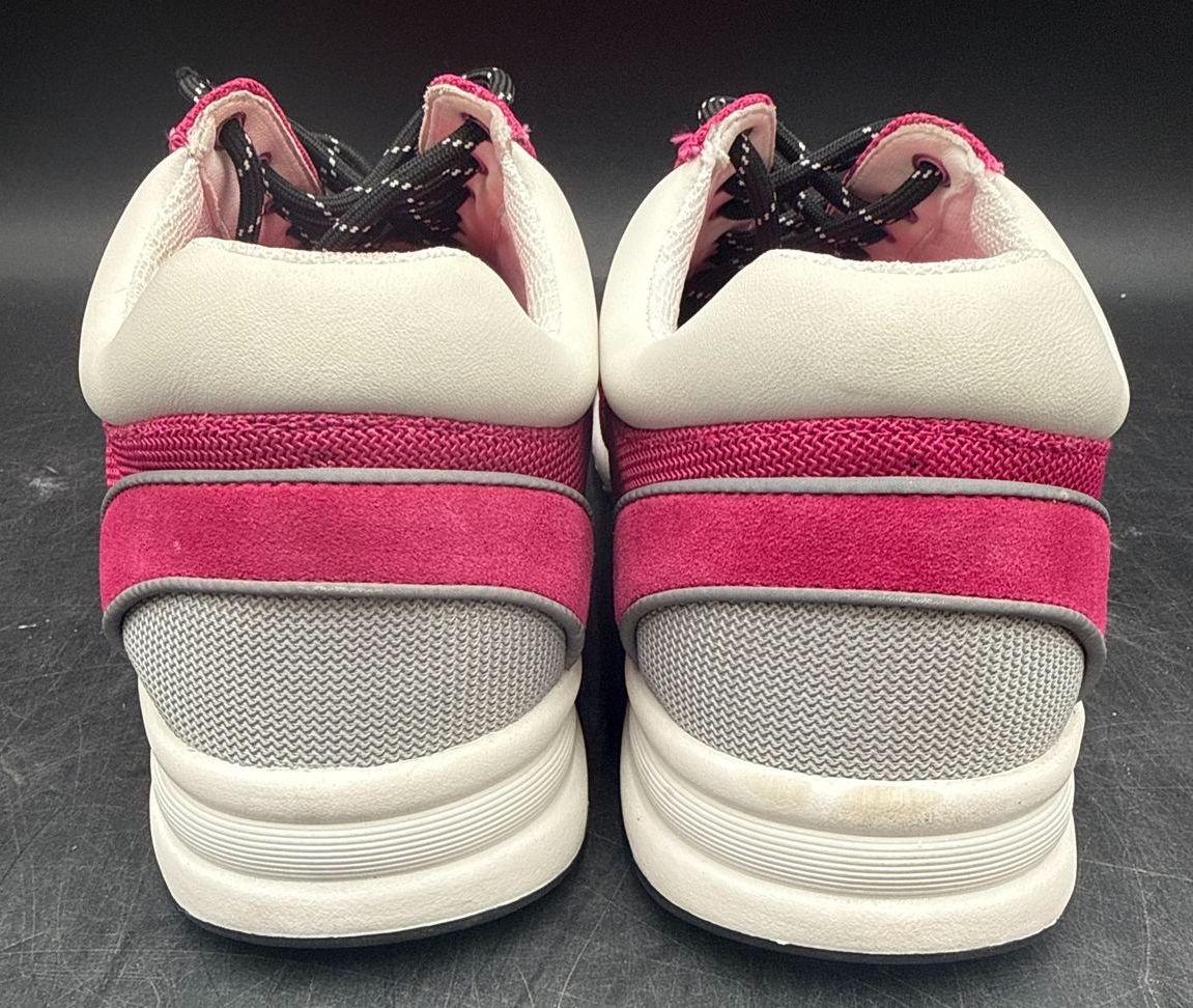 Chanel Inspired Women's Fuchsia Pink/Silver/White CC Logo Sneakers - Size 41