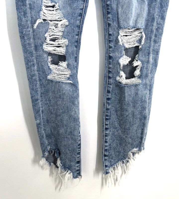 American Eagle Women's Blue Ne(x)t Level Stretch Distressed Skinny Jeans Sz 2S