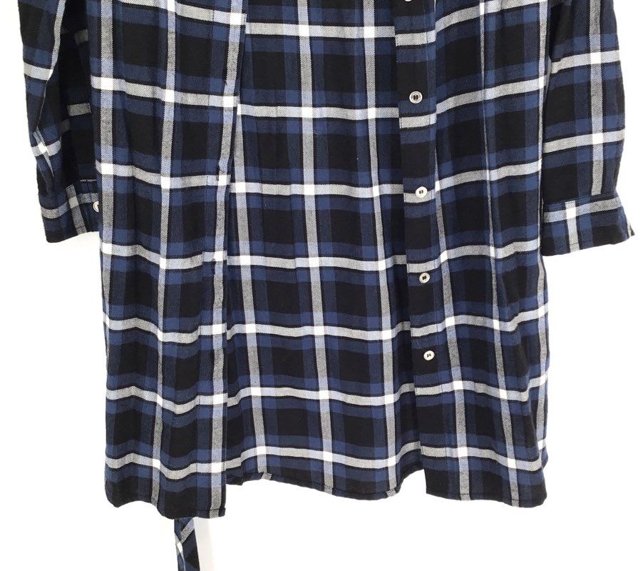 Michael Kors Women's NWT Plaid Tie-Waist Shirtdress Black Blue Sz 4