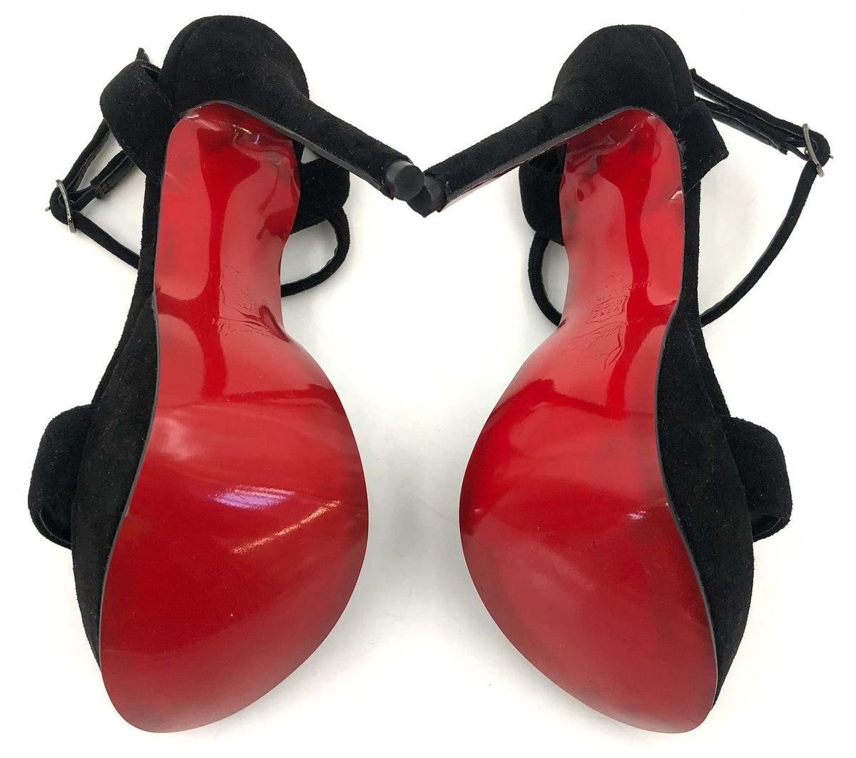Christian Louboutin Inspired Women's Black Velvet Red-Sole Heels - Size 35