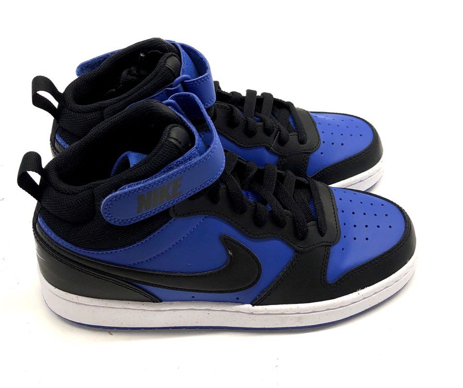 Nike Court Borough Mid 2 Black Hyper Royal GS Sneakers Size 6.5Y