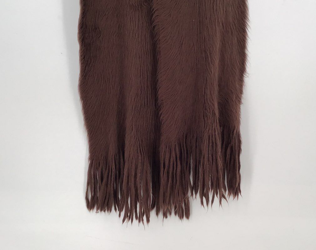 Dolce&amp;Gabbana Women&#39;s Brown Angora Neck Warmer Fringe Rectangle Scarf One Size