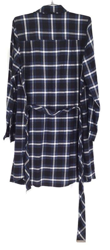 Michael Kors Women's NWT Plaid Tie-Waist Shirtdress Black Blue Sz 4