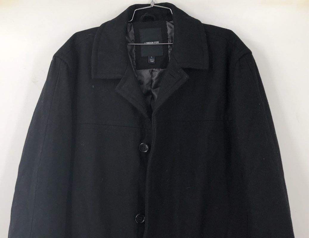 London Fog Men's Black Overcoat - Size L