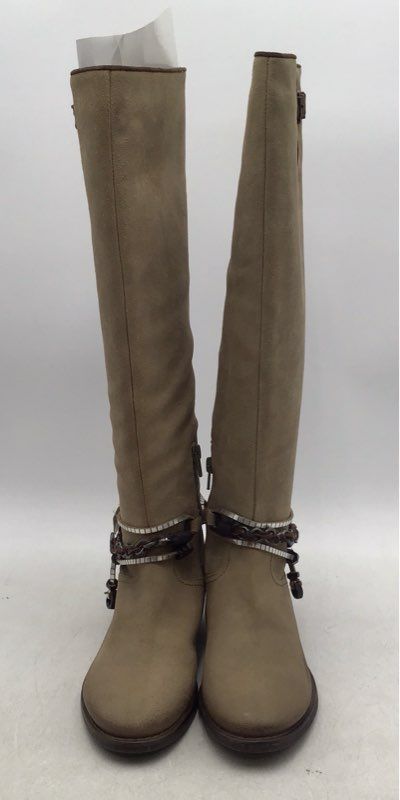 OTBT Women&#39;s Trout Creek Beige Leather Round Toe Riding Boots - Size 6M