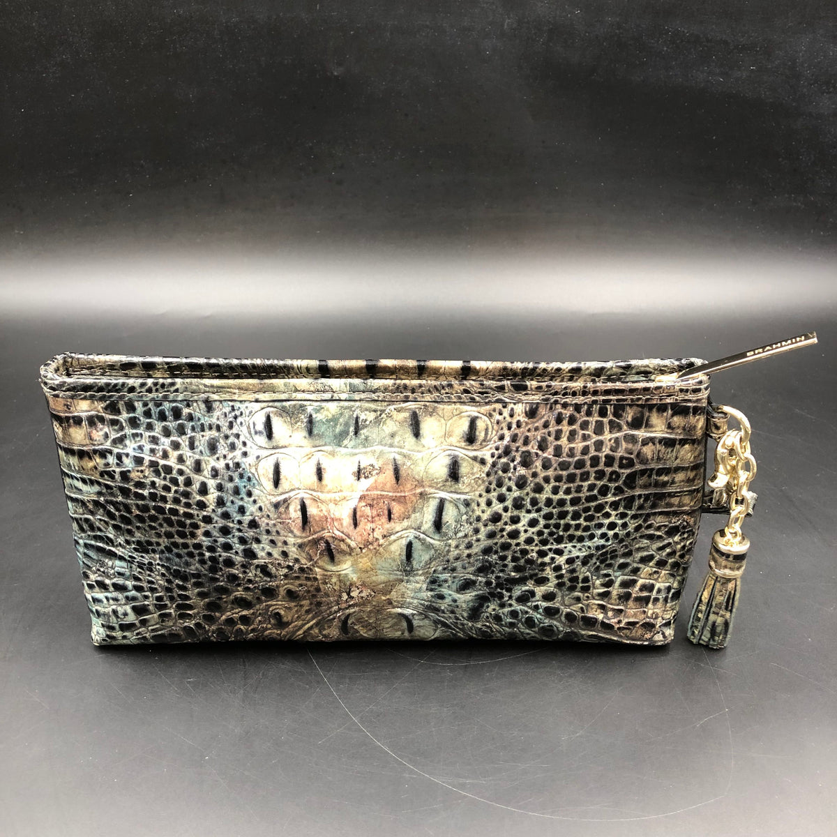Brahmin Multicolor Croc Embossed Leather 'Glacier' Clutch Bag (+COA)