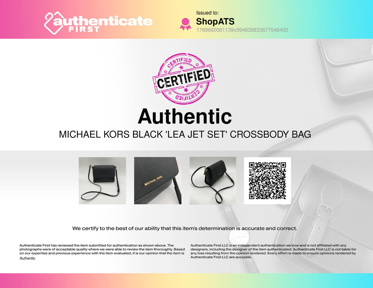 Michael Kors Black Lea Jet Set Crossbody Bag Gold Tortoise Hardware COA