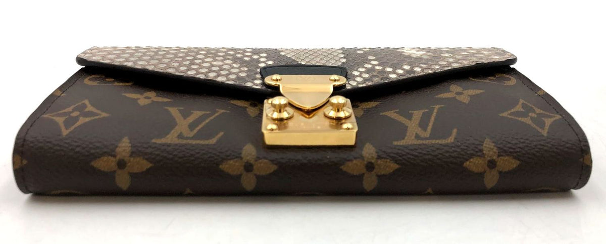 NIB Louis Vuitton Inspired Pallas LV Monogram Canvas & Python Embossed Wallet
