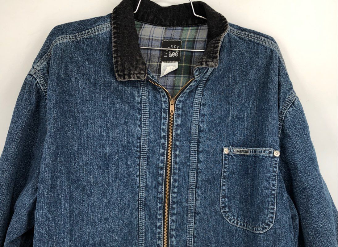 Riveted Lee Men&#39;s Blue Cotton Jacket - Size 2XL