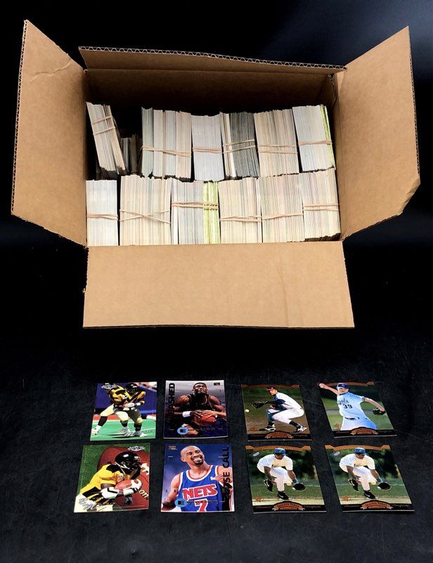 11.6 Lbs. Lot Of Mixed Sports Baseball Football Cards. Medium Box, Unsorted