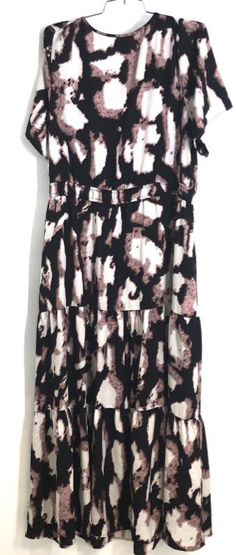 NIC + ZOE Women's Black Multi Abstract Print Tiered Maxi Dress NWT Sz XL
