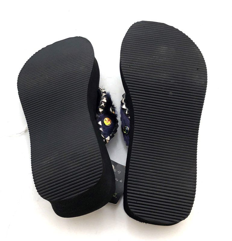 Gypsy Soule Rockz Black Purple Zebra Studded Wedge Sandals Women's Size 7 NWT