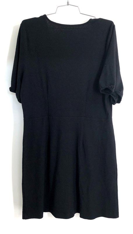 Madewell Women's Black Asymmetrical Button Front Mini Dress Puff Sleeve XL NWT