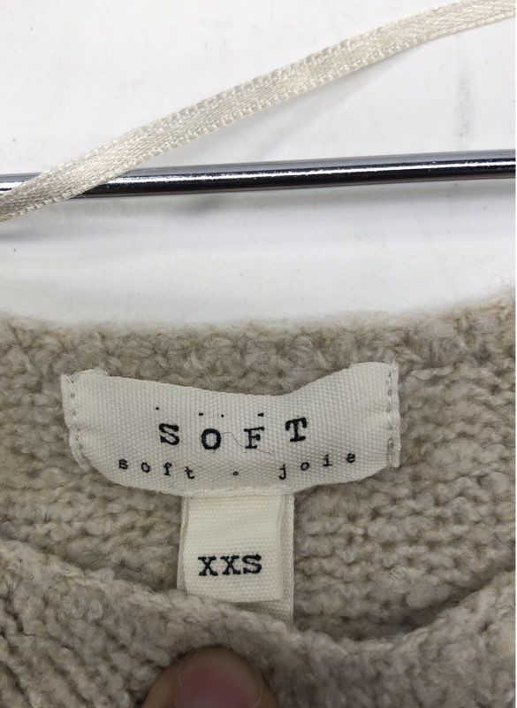 Joie SOFT Women's Beige Oatmeal V-Neck Oversized Side Slit Knit Sweater Sz XXS