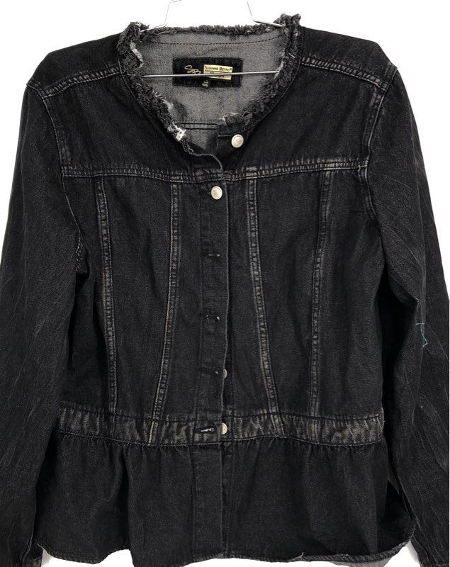 Suzanne Betro Women&#39;s Black Denim Jacket - Size XL