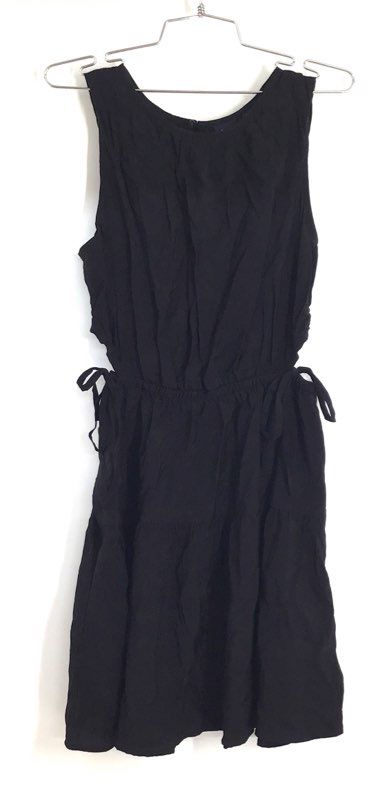 GAP Women's Black Sleeveless Rayon Blend Tiered Side Tie Waist Dress Size M
