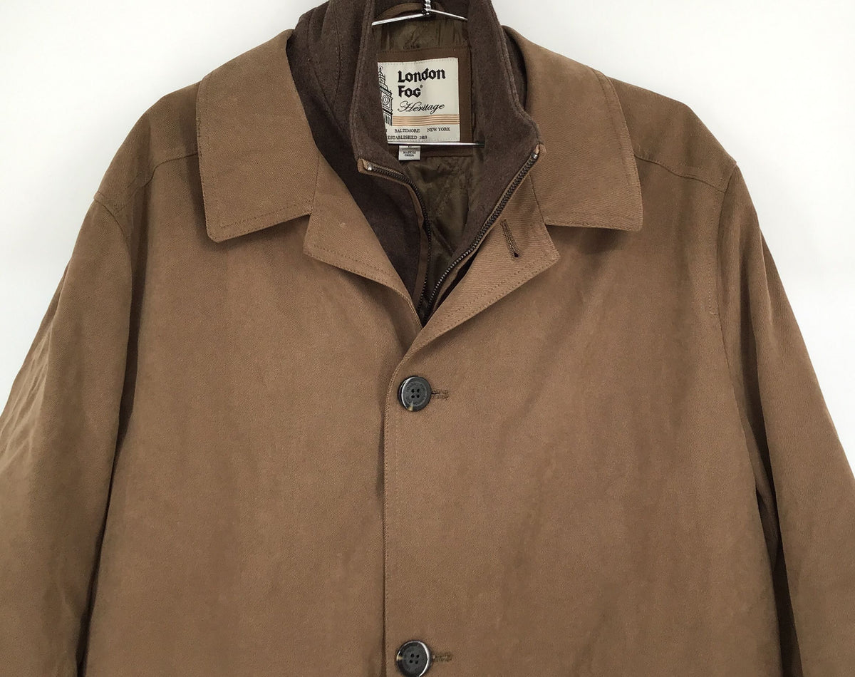 London Fog Men&#39;s Tan Long Sleeve Collared Coat - Size Large