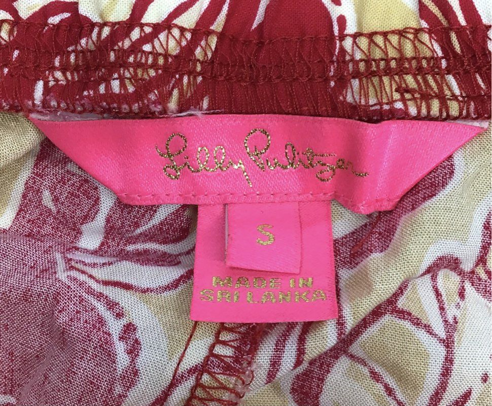 Lilly Pulitzer Women's Red Floral Wide Leg Viscose Blend Lounge Pants Sz S