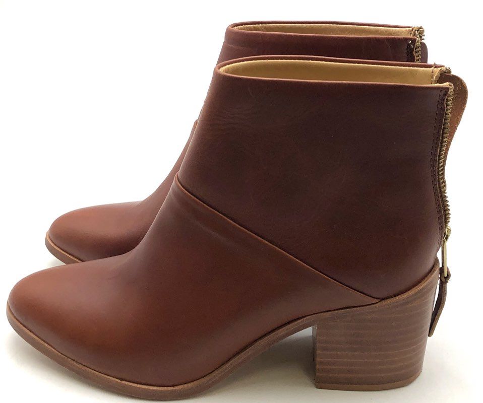 Nisolo Dari Boot Brandy Leather Heeled Ankle Booties Women's Size 8.5