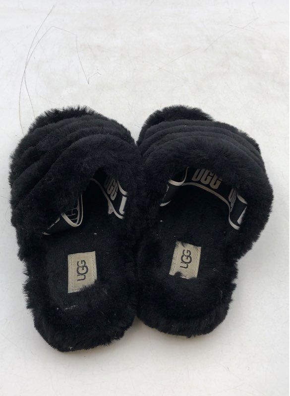 Ugg Women&#39;s Fluff Yeah Black Slide Slipper - Size 4