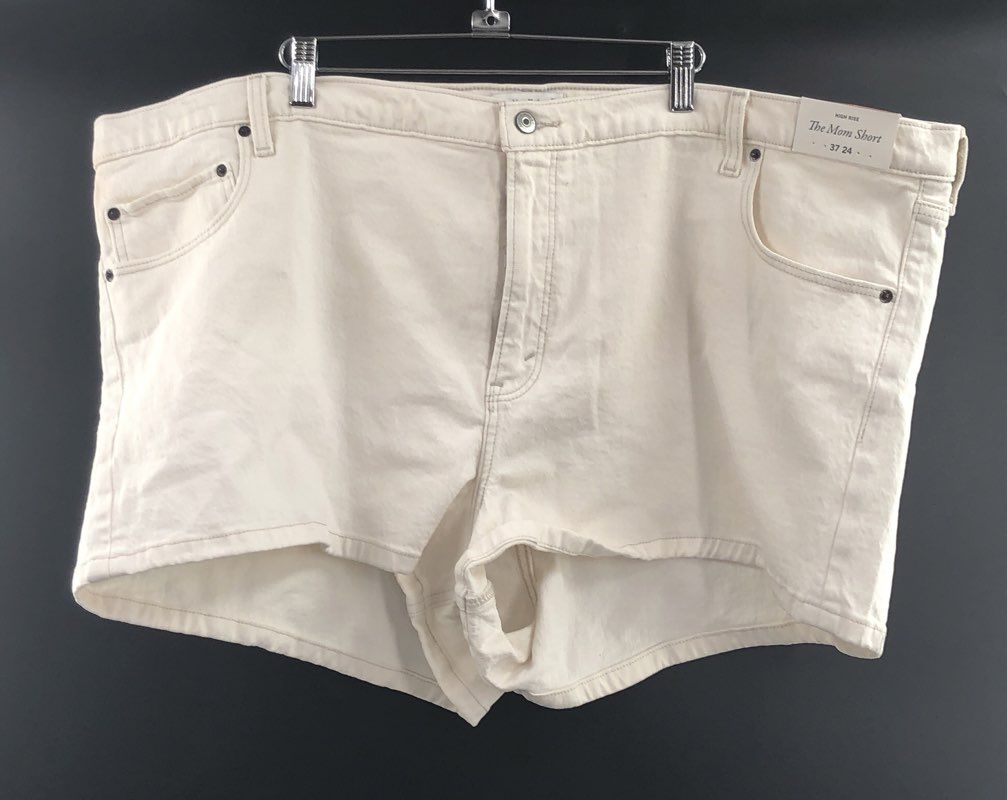 Abercrombie & Fitch Women's The Mom Short High Rise Cream Denim NWT Sz 24