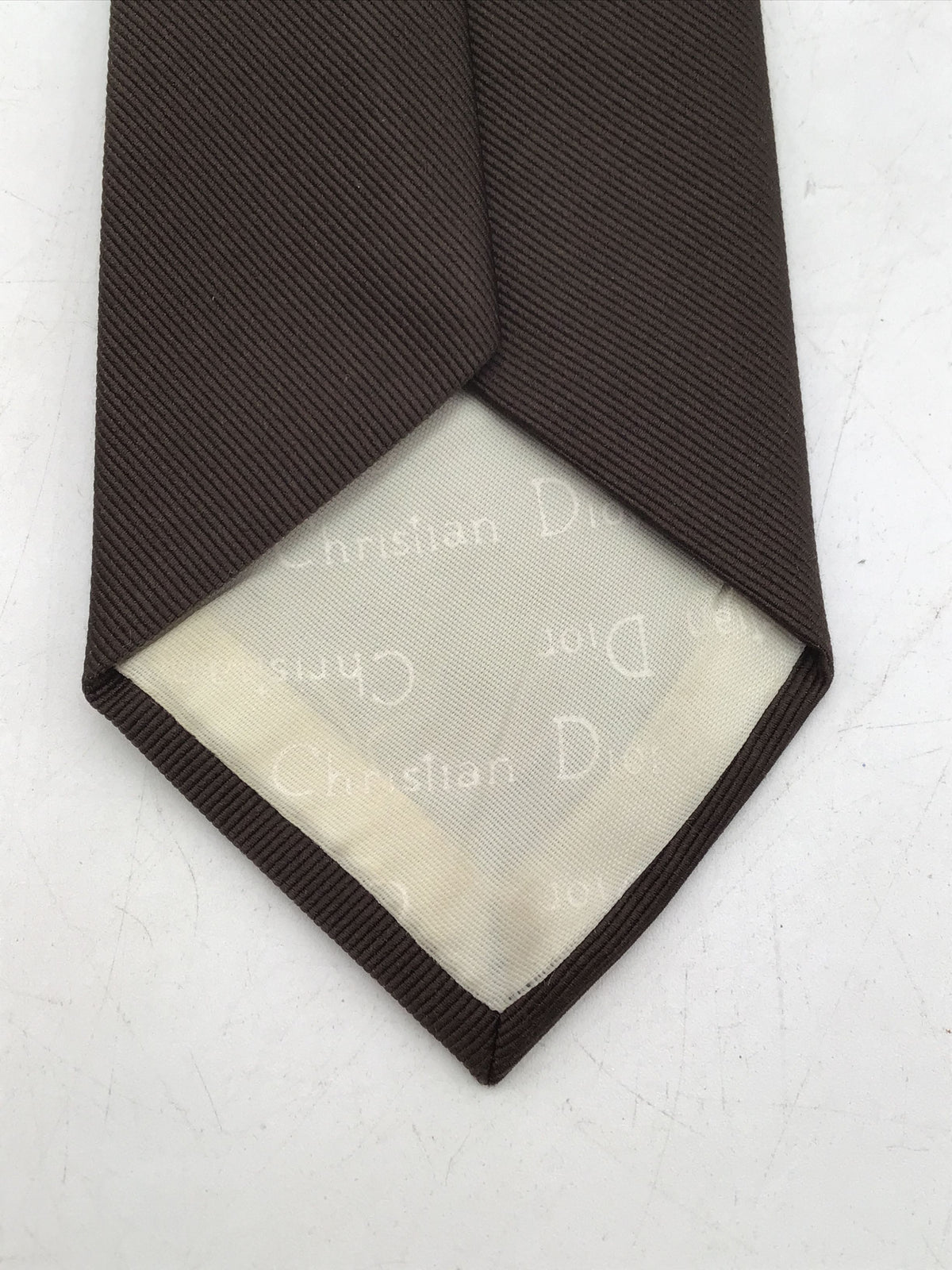 Christian Dior Men&#39;s Brown Pointed Tie With COA