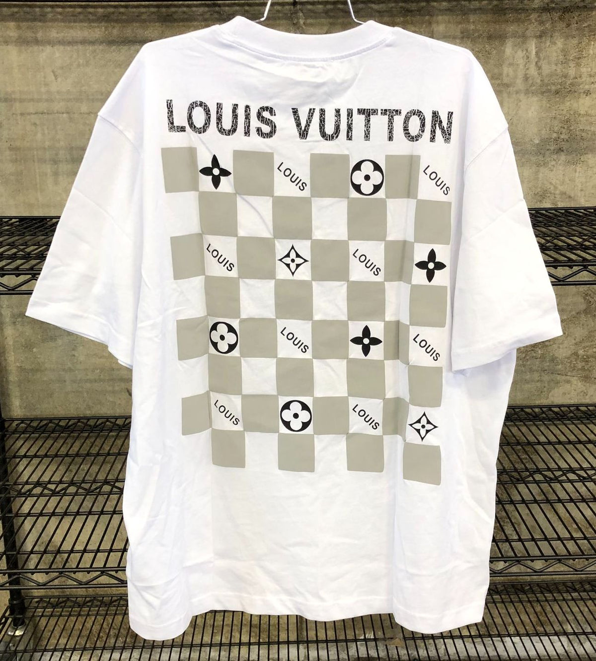 NWT Louis Vuitton Inspired Men's White T-Shirt with Back Monogram Print - Sz 2XL