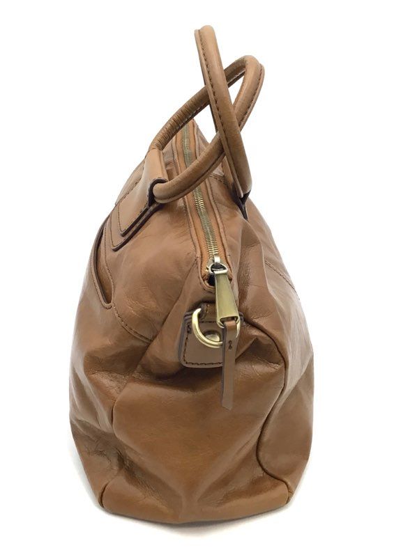Hobo Brown Leather Satchel Bag Ring Handles Top Handle Purse